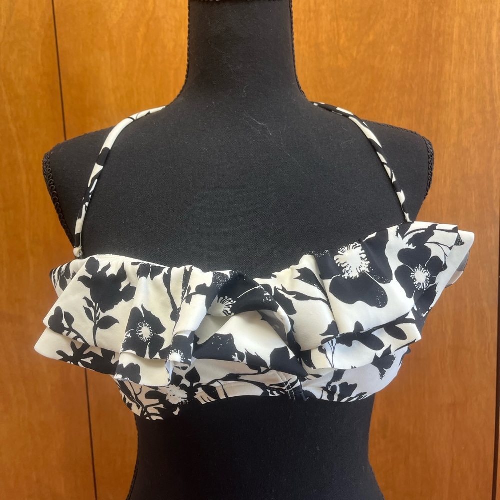 Converse Black and White Ruffle Bikini Top